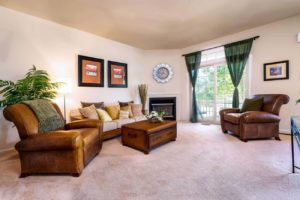 Spacious white living room with carpeted flooring in Sellersville, PA