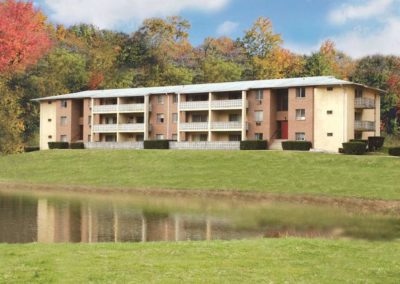 Heritage Crystal Springs Apartments with Surrounding Open Space and Pond in Parkesburg, PA