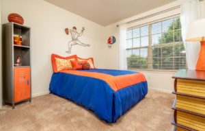 Furnished children's bedroom in Heritage Orchard Hill apartments in Perkasie, PA