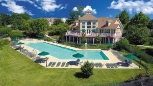 Heritage Orchard Hill Aerial View of Community Swimming Pool and Clubhouse in Perkasie, PA